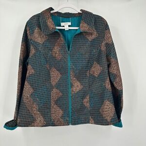 Womens Quilted Jacket Size 1X Boho Patchwork Artisan Textured Earth Tones Artsy